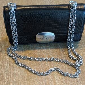 Coach Black Silver Crossbody Bag with Chain Elegance